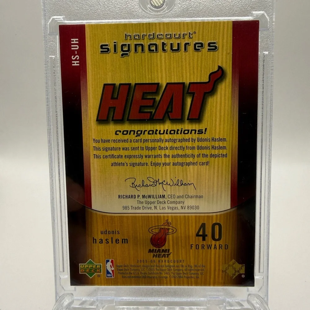 2005-06 Upper Deck Hardcourt Signatures Udonis Haslem Auto with Magnetic Case